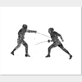 Fencing black and white Posters and Art